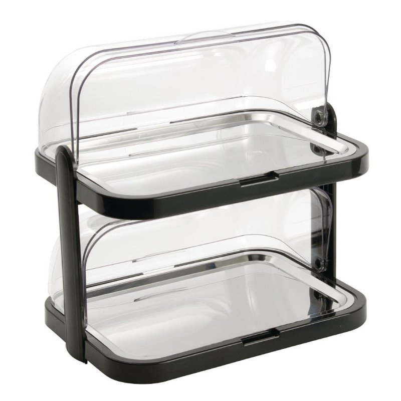 Tabuleiro refrigerado de 2 andares com tampa dobrável 440 x 320 mm - APS - Fourniresto Tabuleiro refrigerado de 2 andares com tampa dobrável 440 x 320 mm - APS - Fourniresto