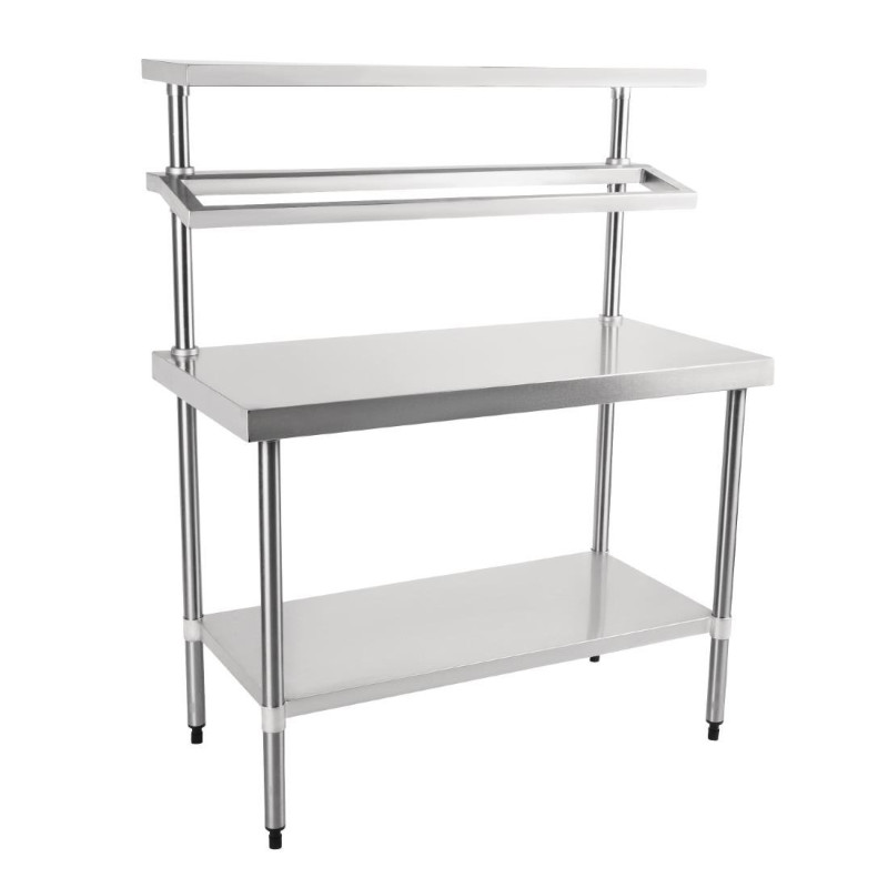 Mesa de preparação em aço inoxidável com suporte para recipientes GN 1200 x 600 mm - Vogue - Fourniresto Mesa de preparação em aço inoxidável com suporte para recipientes GN 1200 x 600 mm - Vogue - Fourniresto
