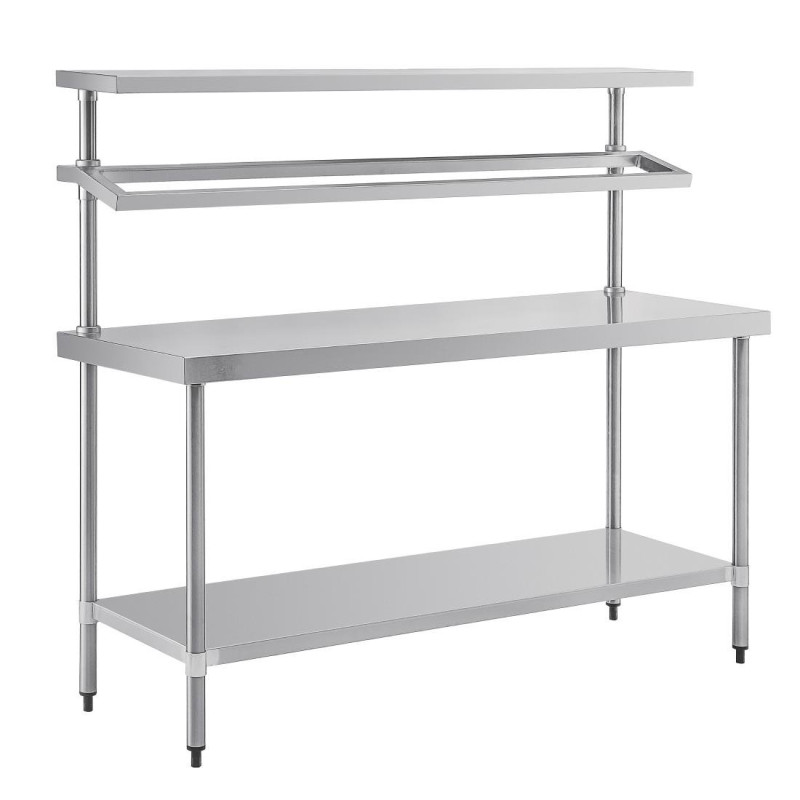 Grande Mesa de Preparação em Aço Inoxidável com Suporte para Bandejas GN 1800 x 600 mm - Vogue - Fourniresto Grande Mesa de Preparação em Aço Inoxidável com Suporte para Bandejas GN 1800 x 600 mm - Vogue - Fourniresto