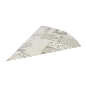 Cone de batata frita em papel impresso ecologicamente responsável - Pacote com 1000 unidades - Colpac - Fourniresto