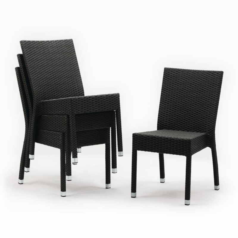 Cadeira de vime empilhável cinza antracite - Conjunto de 4 - Bolero - Fourniresto Cadeira de vime empilhável cinza antracite - Conjunto de 4 - Bolero - Fourniresto
