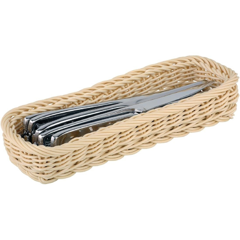 Cesto retangular para talheres em vime e polipropileno 270 x 100 mm - APS - Fourniresto Cesto retangular para talheres em vime e polipropileno 270 x 100 mm - APS - Fourniresto