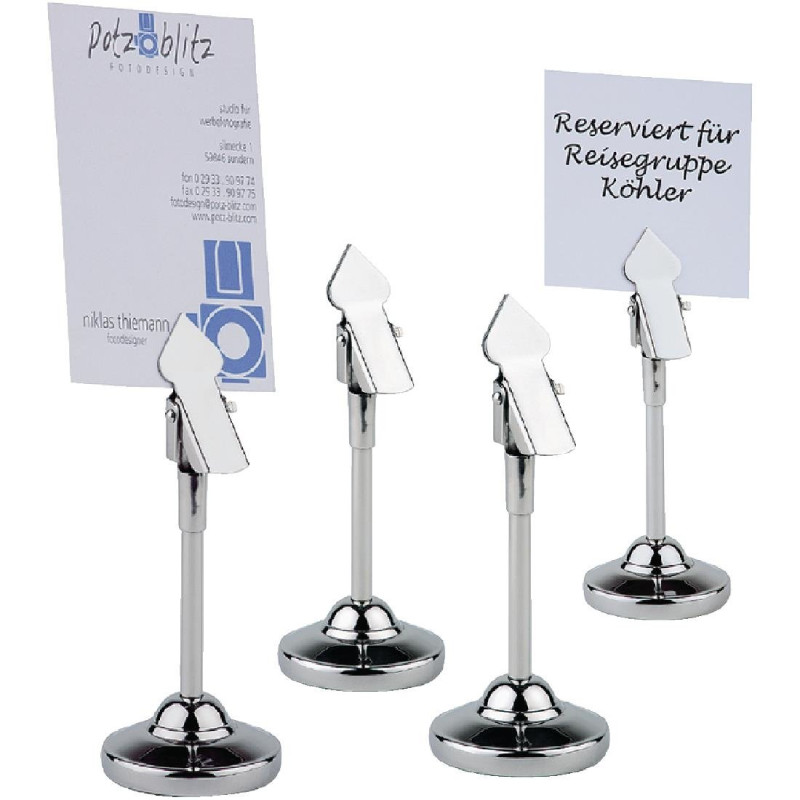 Suporte de pinça em aço inoxidável para números de mesa - Conjunto de 4 - APS - Fourniresto Suporte de pinça em aço inoxidável para números de mesa - Conjunto de 4 - APS - Fourniresto