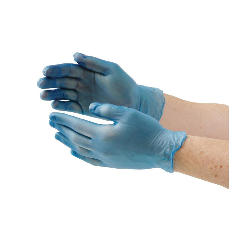 Non-Powdered Blue Vinyl Food Gloves Size S - Pack of 100 - Vogue - Fourniresto Non-Powdered Blue Vinyl Food Gloves Size S - Pack of 100 - Vogue - Fourniresto