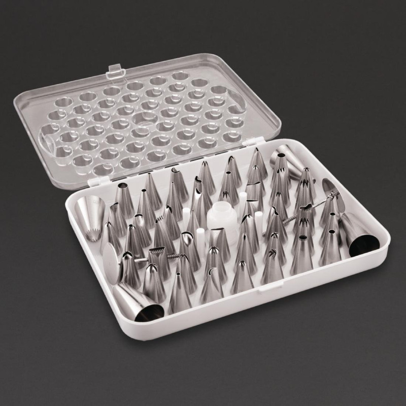 Douilles Pâtissières Assorties en Inox - Lot de 52 - Vogue - Fourniresto Douilles Pâtissières Assorties en Inox - Lot de 52 - Vogue - Fourniresto