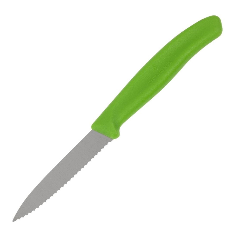 Green Serrated Blade 8 cm Paring Knife - Victorinox - Fourniresto Green Serrated Blade 8 cm Paring Knife - Victorinox - Fourniresto