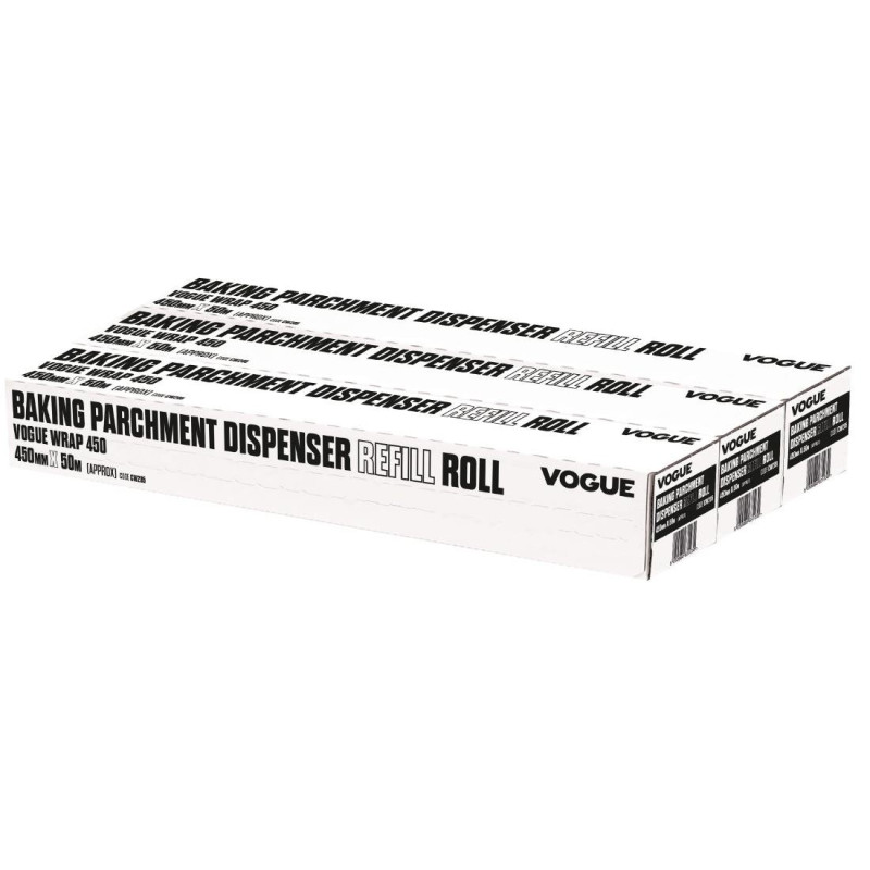Rolo de Papel Vegetal para Dispensador Wrap450 - Conjunto de 3 - Vogue - Fourniresto Rolo de Papel Vegetal para Dispensador Wrap450 - Conjunto de 3 - Vogue - Fourniresto