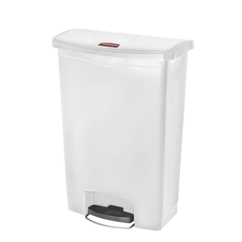Caixote do lixo com pedal frontal grande Slim Jim StepOn branco 90L - Rubbermaid - Fourniresto Caixote do lixo com pedal frontal grande Slim Jim StepOn branco 90L - Rubbermaid - Fourniresto