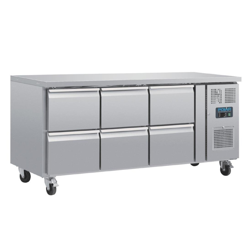 Mesa Refrigerada GN 1/1 Ventilada 6 Gavetas Série U 465L - Polar - Fourniresto Mesa Refrigerada GN 1/1 Ventilada 6 Gavetas Série U 465L - Polar - Fourniresto