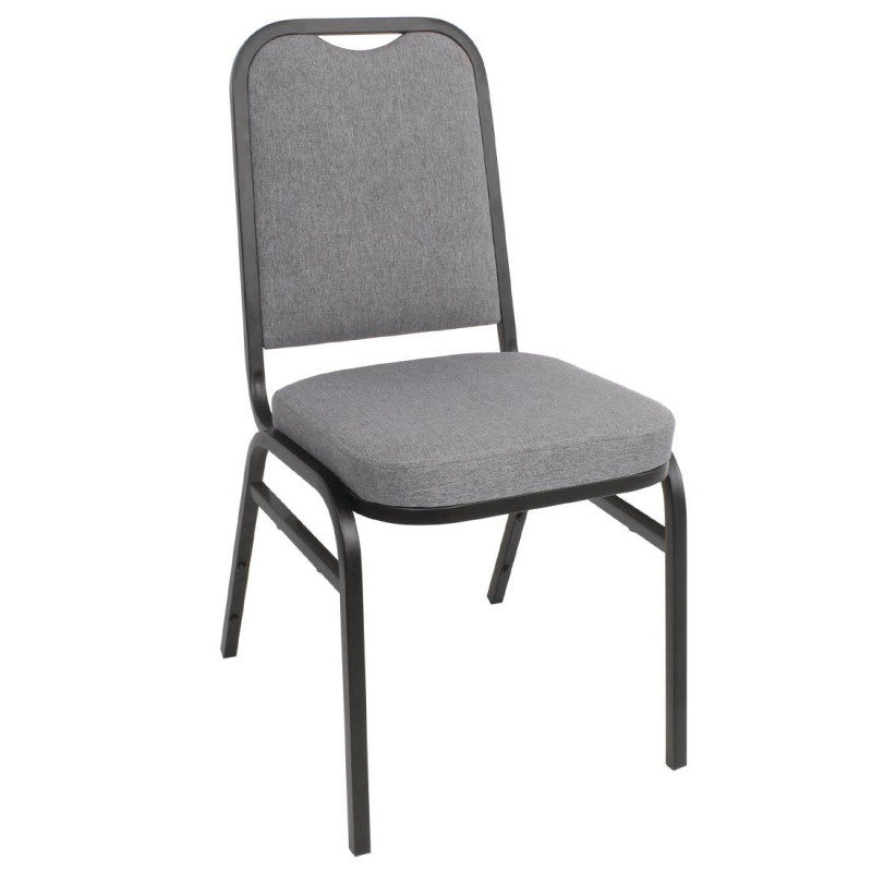 Banquet Chair with Square Back and Grey Fabric - Set of 4 - Bolero - Fourniresto Banquet Chair with Square Back and Grey Fabric - Set of 4 - Bolero - Fourniresto