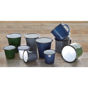 Pote de molho em aço esmaltado azul e branco 114ml - Conjunto de 6 - Olympia - Fourniresto
