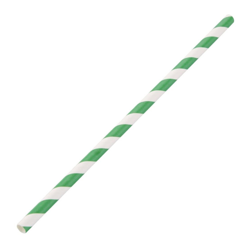 Palhinhas de Papel Compostáveis Listradas Verde e Branco 210mm - Pacote de 250 - Fiesta Green - Fourniresto Palhinhas de Papel Compostáveis Listradas Verde e Branco 210mm - Pacote de 250 - Fiesta Green - Fourniresto