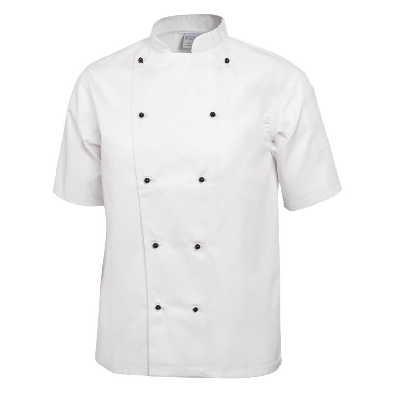 Casaco de Cozinha Unissexo Chicago de Mangas Curtas Branco Tamanho L - Whites Chefs Clothing - Fourniresto Casaco de Cozinha Unissexo Chicago de Mangas Curtas Branco Tamanho L - Whites Chefs Clothing - Fourniresto