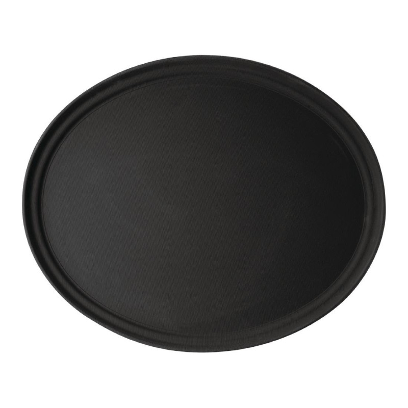Tabuleiro de Serviço Oval em Fibra de Vidro Antiderrapante Camtread Preto - Cambro - Fourniresto Tabuleiro de Serviço Oval em Fibra de Vidro Antiderrapante Camtread Preto - Cambro - Fourniresto