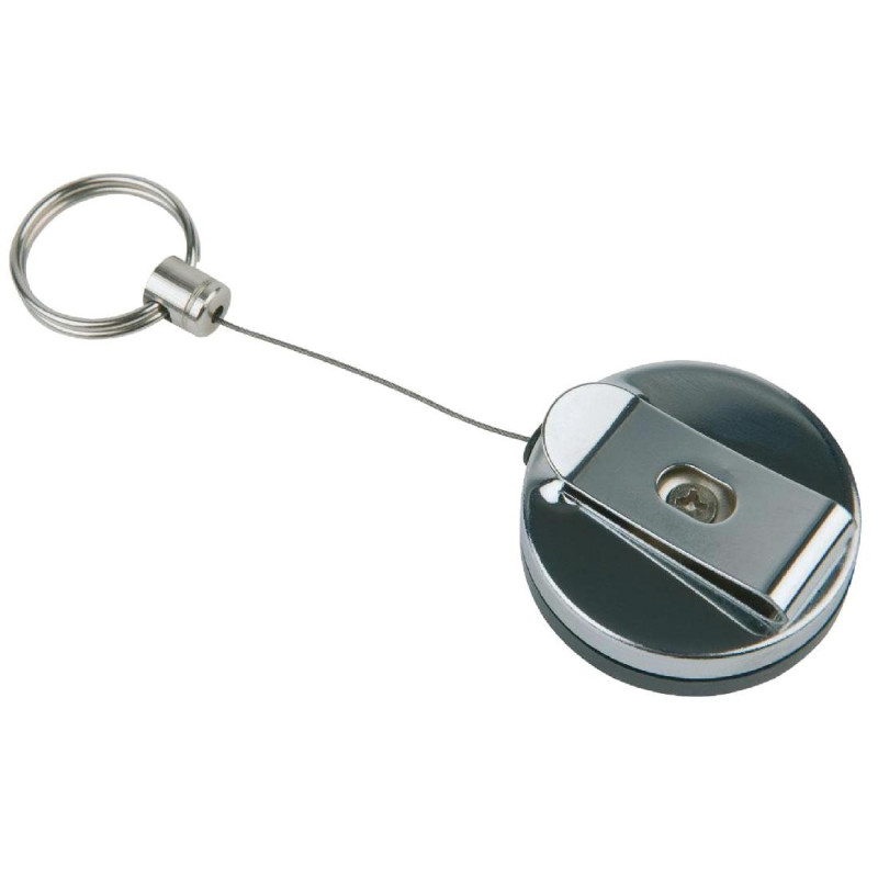 Porta-chaves retrátil em aço inoxidável - Conjunto de 2 - APS Porta-chaves retrátil em aço inoxidável - Conjunto de 2 - APS