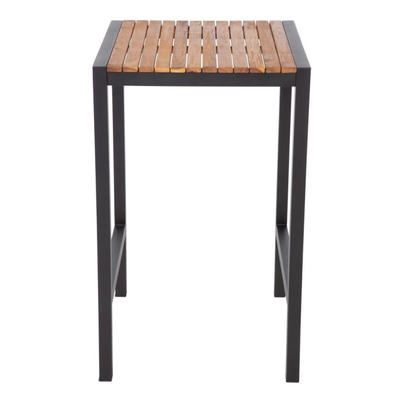 Mesa alta quadrada em aço e acácia 60 cm - Bolero Mesa alta quadrada em aço e acácia 60 cm - Bolero