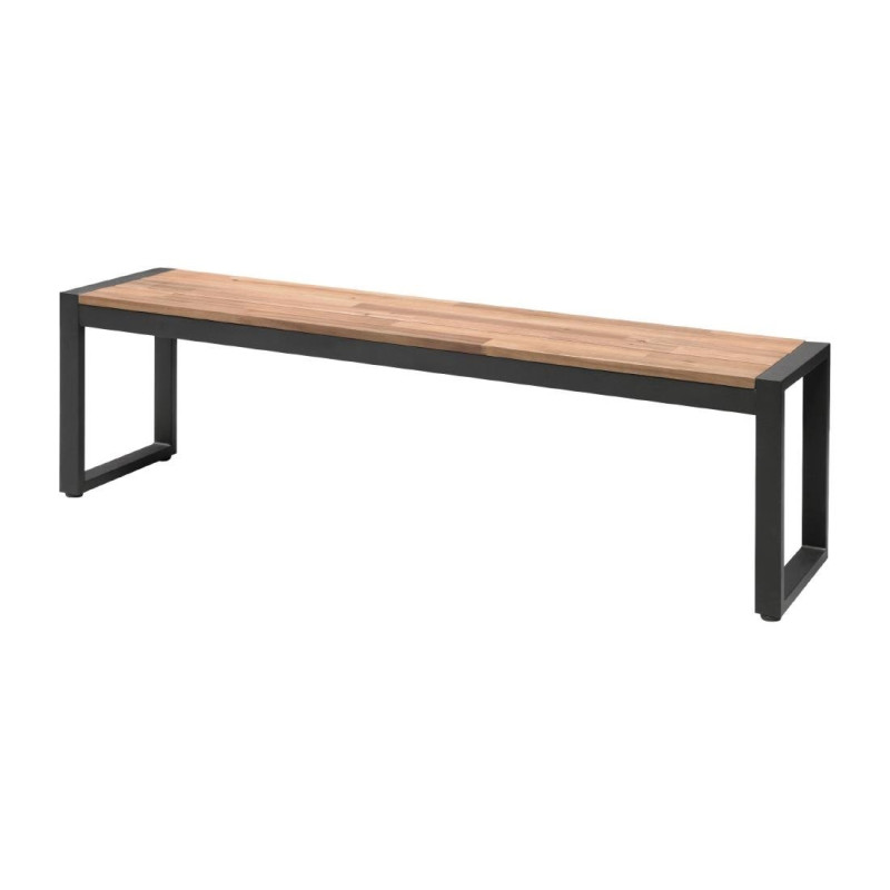 Bancos Industriais em Aço e Acácia 160 cm - Conjunto de 2 - Bolero - Fourniresto Bancos Industriais em Aço e Acácia 160 cm - Conjunto de 2 - Bolero - Fourniresto