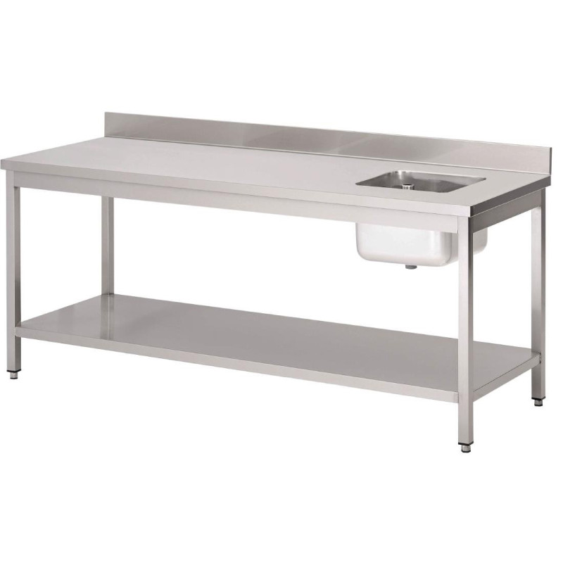 Mesa do Chef com Cuba à Direita e Resguardo em Aço Inoxidável L 1800 x P 700mm - Gastro M Mesa do Chef com Cuba à Direita e Resguardo em Aço Inoxidável L 1800 x P 700mm - Gastro M