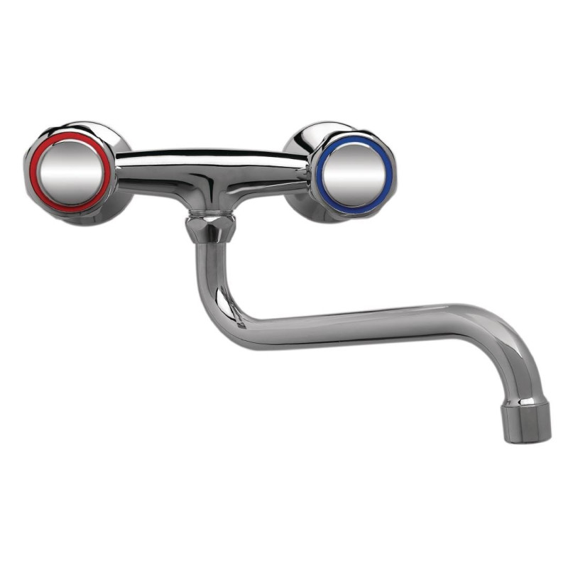 Misturador Monocomando Bitrou Padrão Montagem na Parede Com Bico Baixo - L 300mm - FourniResto Misturador Monocomando Bitrou Padrão Montagem na Parede Com Bico Baixo - L 300mm - FourniResto