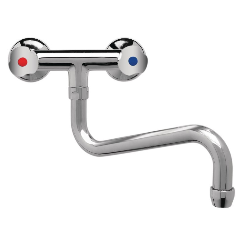 Misturador de torneira Bitrou Modelo Pesado 3/4" Montagem na parede Com bico baixo de 300 mm - FourniResto Misturador de torneira Bitrou Modelo Pesado 3/4" Montagem na parede Com bico baixo de 300 mm - FourniResto
