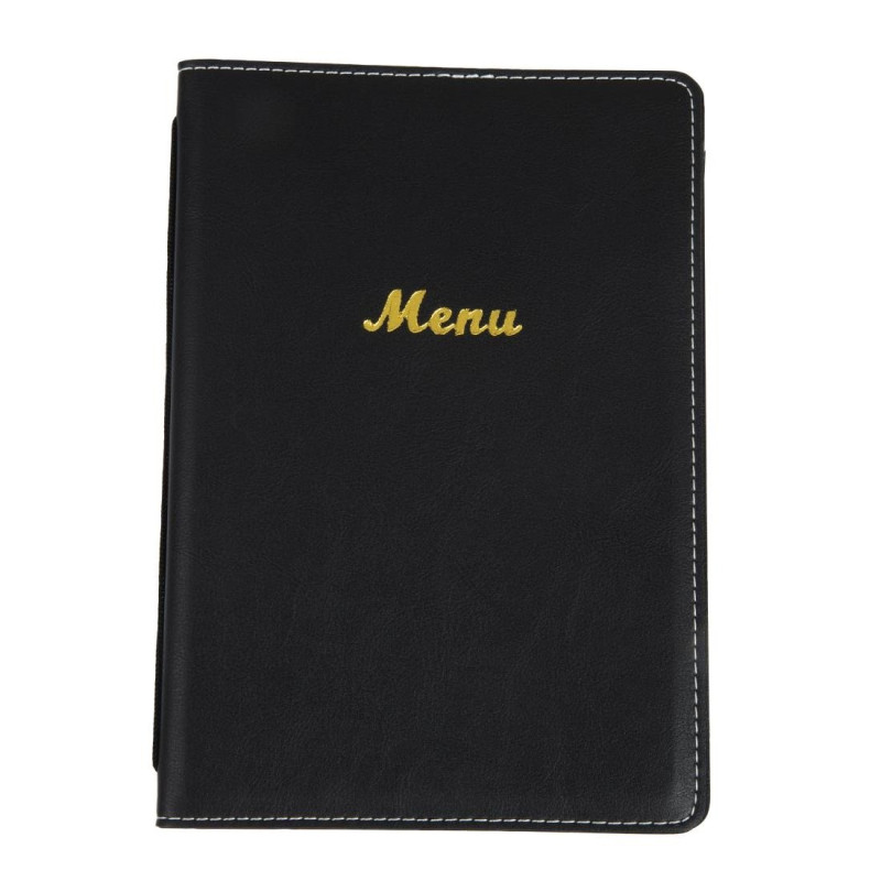 Proteja-Menu em Couro Sintético A5 Preto - Olympia - Fourniresto Proteja-Menu em Couro Sintético A5 Preto - Olympia - Fourniresto