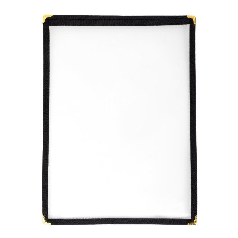Protetor de Menu Estilo Americano A4 Duas Vistas Preto - Olympia - Fourniresto Protetor de Menu Estilo Americano A4 Duas Vistas Preto - Olympia - Fourniresto