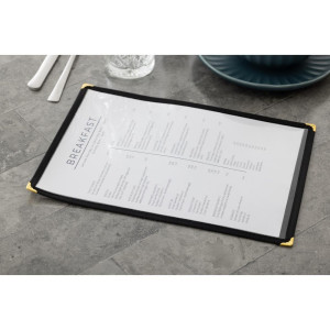 Protetor de Menu Estilo Americano A4 Duas Vistas Preto - Olympia - Fourniresto