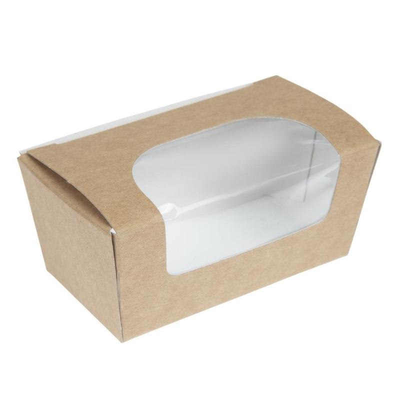 Caixas de bolo retangulares compostáveis de papel kraft com janela - Conjunto de 500 - Colpac Caixas de bolo retangulares compostáveis de papel kraft com janela - Conjunto de 500 - Colpac