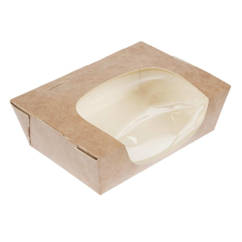 Barquettes À Salade Kraft Recyclables avec Fenêtre Acétate - 825ml - Lot de 200 - Colpac Barquettes À Salade Kraft Recyclables avec Fenêtre Acétate - 825ml - Lot de 200 - Colpac