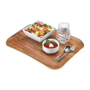 Tampo de poliéster Century com aspecto de madeira de carvalho marrom - 330 x 430mm - Cambro - Fourniresto