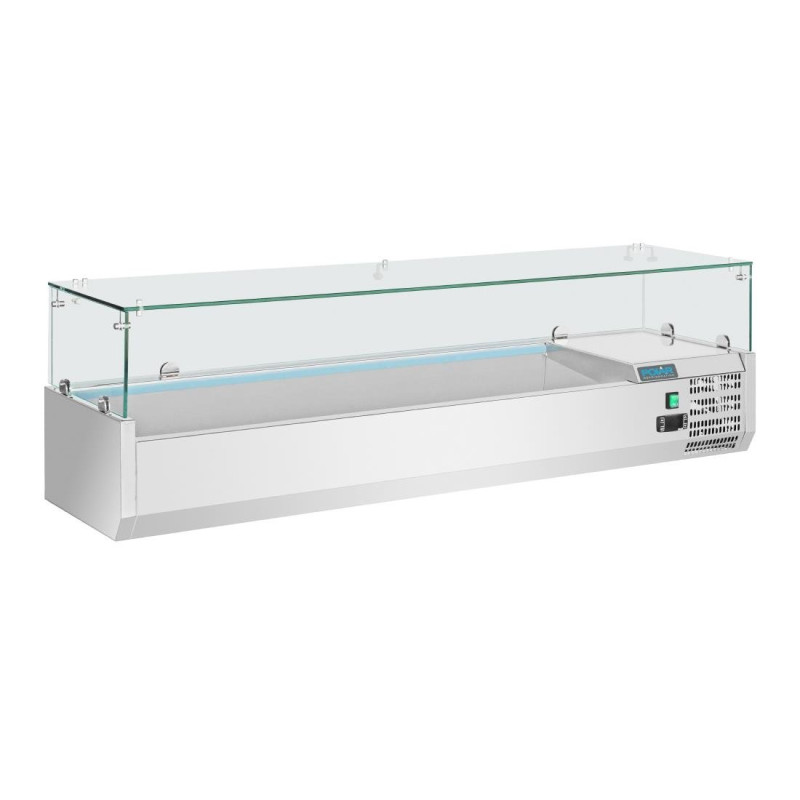 Vitrina refrigerada com 5 recipientes GN 1/3 e 1 recipiente GN 1/2 Série G - Polar - Fourniresto Vitrina refrigerada com 5 recipientes GN 1/3 e 1 recipiente GN 1/2 Série G - Polar - Fourniresto