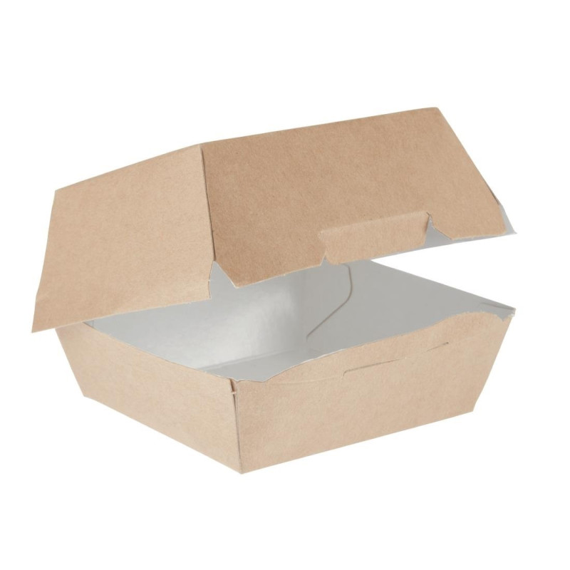 Caixas de hambúrguer Kraft Compostáveis Padrão - L 108mm - Pacote de 250 - Colpac Caixas de hambúrguer Kraft Compostáveis Padrão - L 108mm - Pacote de 250 - Colpac