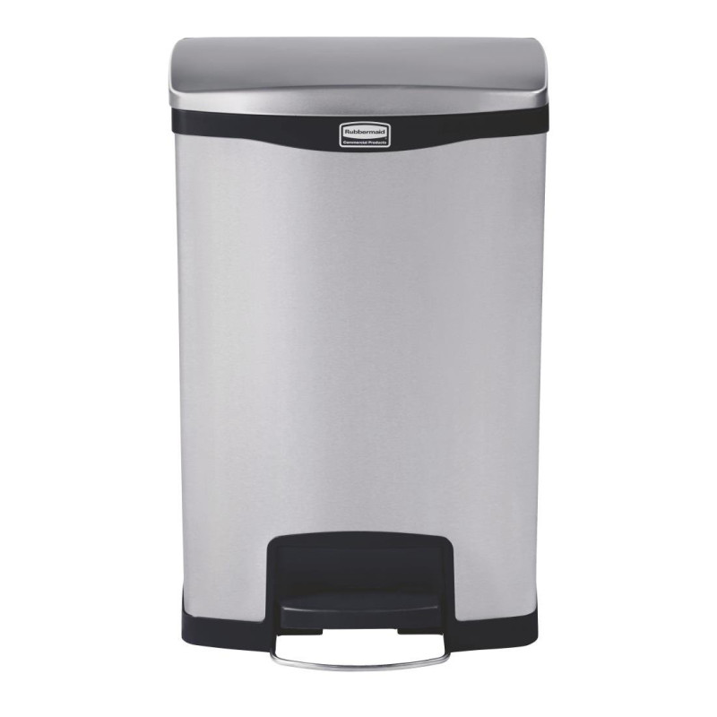 Caixote do lixo com pedal frontal em aço inoxidável Slim Jim - 50L - Rubbermaid Caixote do lixo com pedal frontal em aço inoxidável Slim Jim - 50L - Rubbermaid