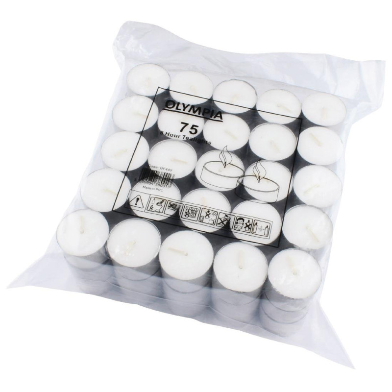 Velas de chá 8 horas - Lote de 75 - Olympia - Fourniresto Velas de chá 8 horas - Lote de 75 - Olympia - Fourniresto