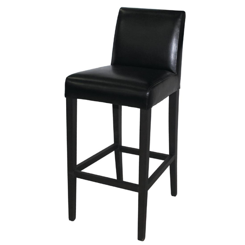 Banqueta de bar alta com encosto em couro sintético - Preto - Bolero - Fourniresto Banqueta de bar alta com encosto em couro sintético - Preto - Bolero - Fourniresto