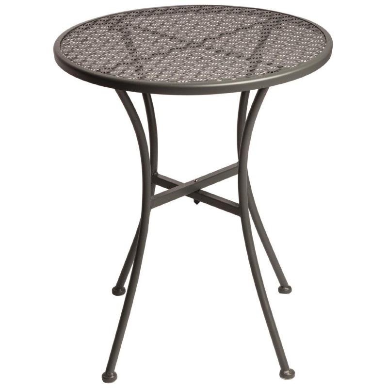 Mesa Bistrô Redonda em Aço Perfurado Cinza - 600 mm - Bolero - Fourniresto Mesa Bistrô Redonda em Aço Perfurado Cinza - 600 mm - Bolero - Fourniresto