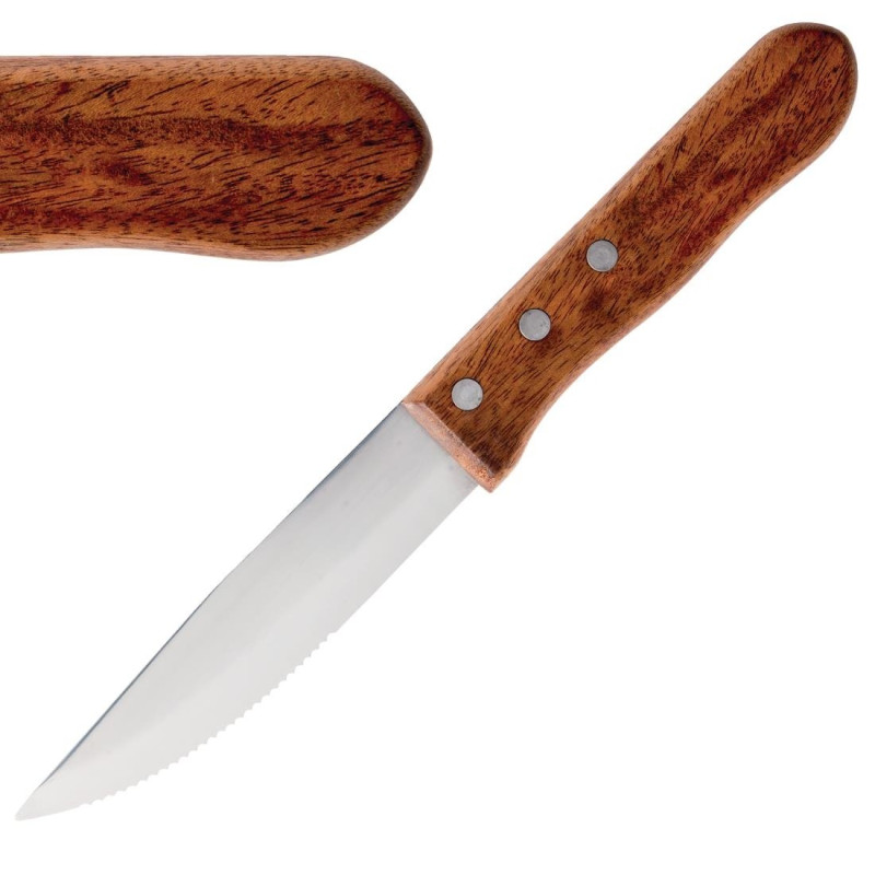 Jumbo Rosewood Handle Steak Knives - Set of 12 - Olympia Jumbo Rosewood Handle Steak Knives - Set of 12 - Olympia