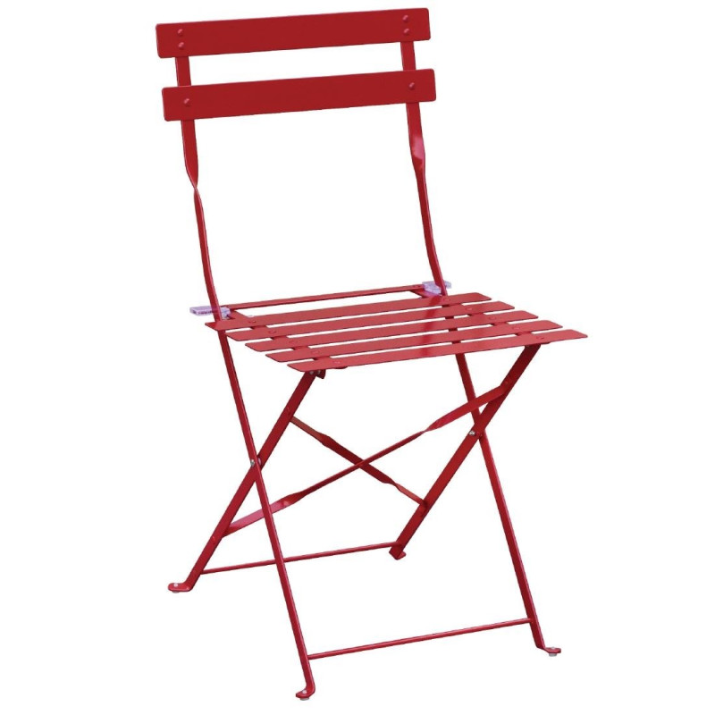 Chaises De Terrasse En Acier - Rouges - Lot De 2 - Bolero - Fourniresto Chaises De Terrasse En Acier - Rouges - Lot De 2 - Bolero - Fourniresto