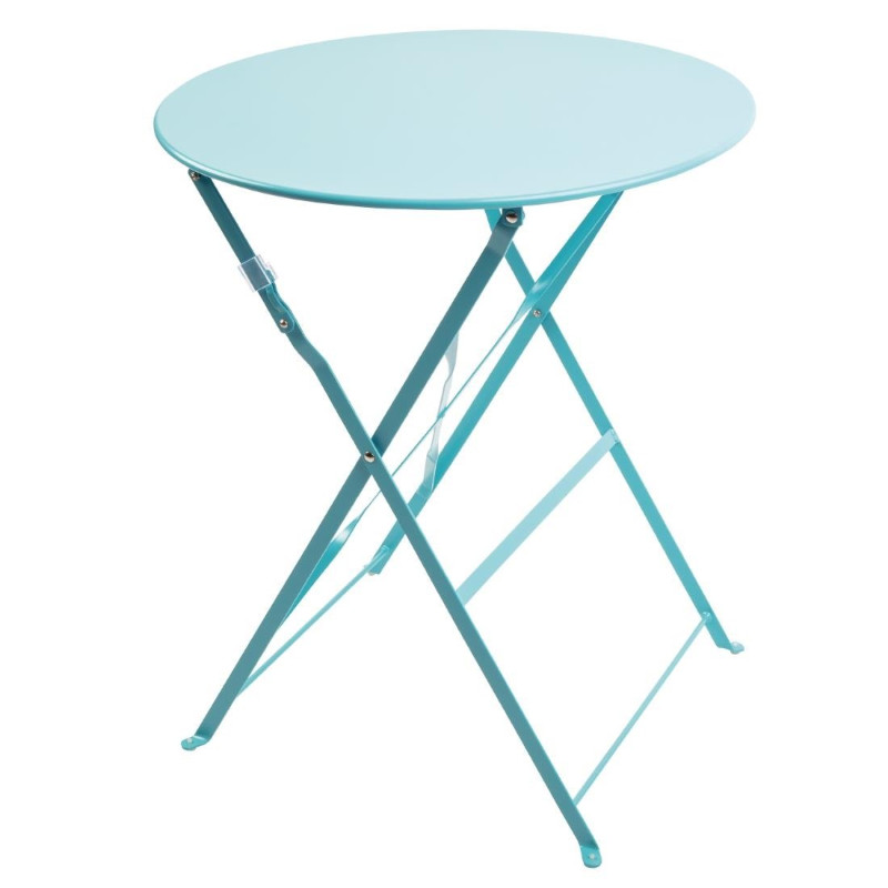 Round steel terrace table - turquoise blue - 595mm - Bolero - Fourniresto Round steel terrace table - turquoise blue - 595mm - Bolero - Fourniresto