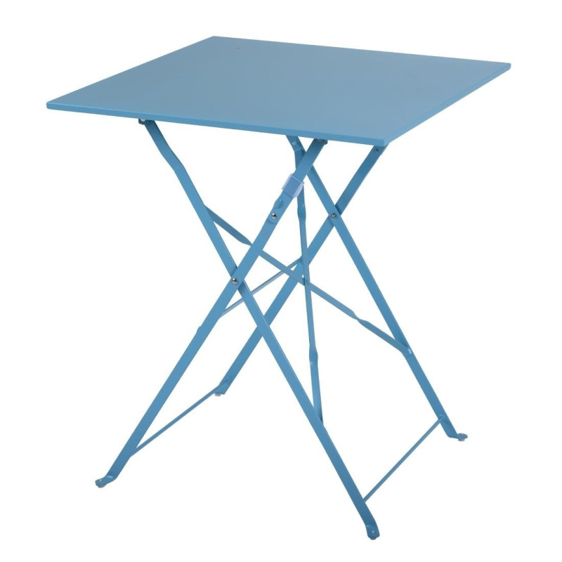 Mesa de terraço quadrada em aço - azul-turquesa - 600mm - Bolero - Fourniresto Mesa de terraço quadrada em aço - azul-turquesa - 600mm - Bolero - Fourniresto
