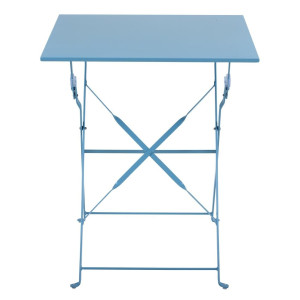 Mesa de terraço quadrada em aço - azul-turquesa - 600mm - Bolero - Fourniresto