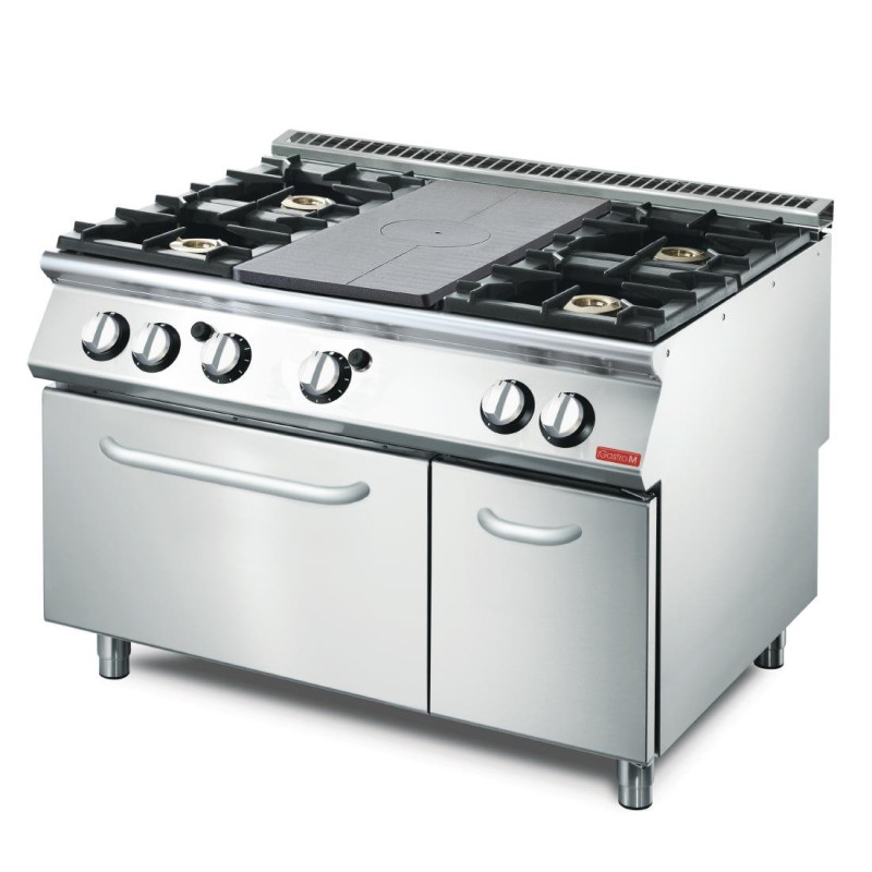 Plaque coup de feu avec 4 feux vifs four gaz placard 700 - Gastro M - Fourniresto Plaque coup de feu avec 4 feux vifs four gaz placard 700 - Gastro M - Fourniresto
