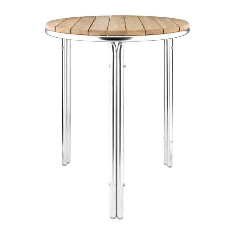 Table ronde en frêne et aluminium 600mm - Bolero - Fourniresto Table ronde en frêne et aluminium 600mm - Bolero - Fourniresto