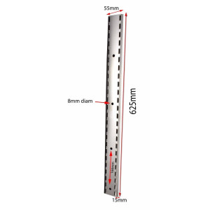 Cremalheira em inox para prateleiras de parede - L 600mm - Gastro M