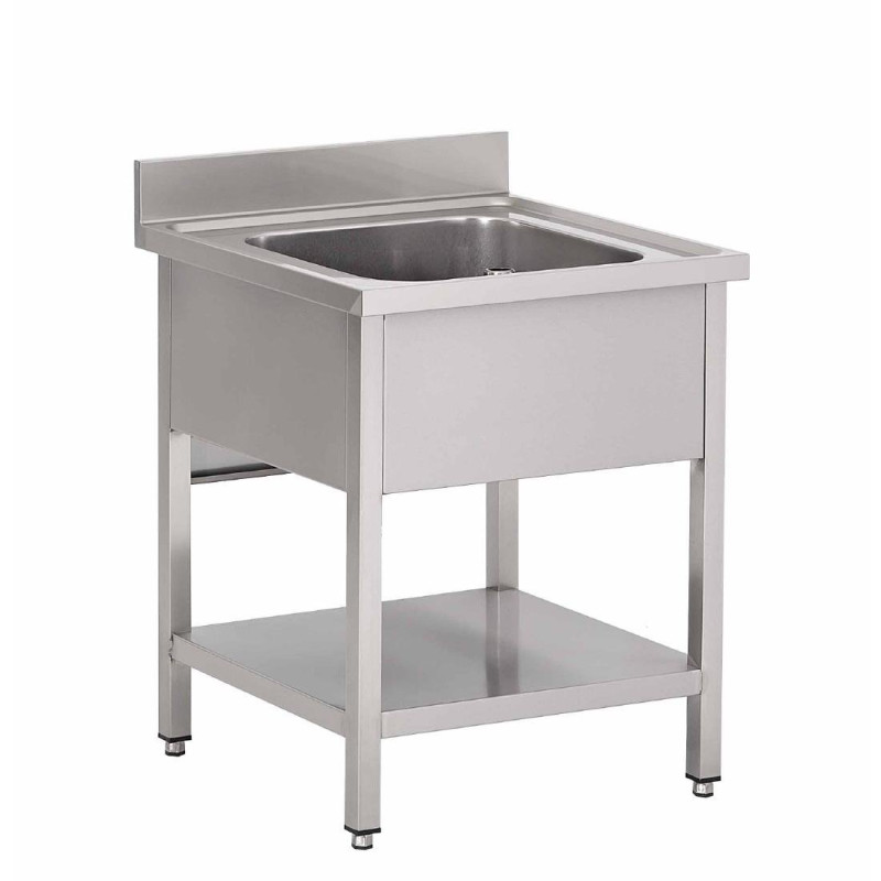 Mergulhador em Aço Inoxidável com Prateleira Baixa 1 Cuba - L 700 x P 700mm - Gastro M Mergulhador em Aço Inoxidável com Prateleira Baixa 1 Cuba - L 700 x P 700mm - Gastro M