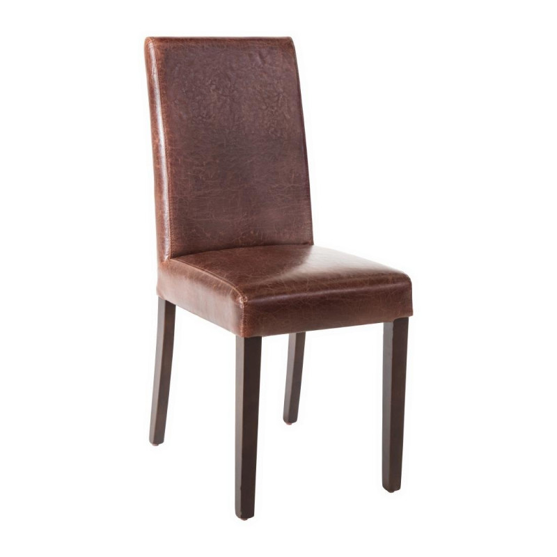 Cadeira com encosto alto em couro sintético marrom escuro pátina - Conjunto de 2 - Bolero - Fourniresto Cadeira com encosto alto em couro sintético marrom escuro pátina - Conjunto de 2 - Bolero - Fourniresto