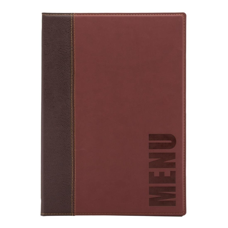 Contemporary A4 Dark Red Menu Cover - Securit - Fourniresto Contemporary A4 Dark Red Menu Cover - Securit - Fourniresto