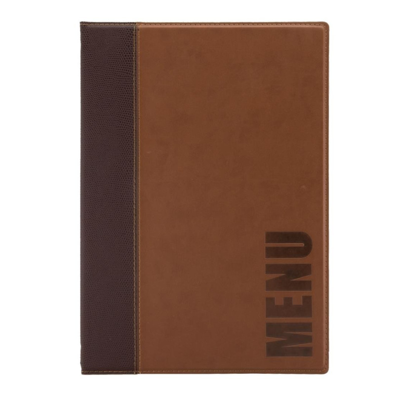 Menus de proteção contemporâneos A4 em marrom claro - Securit - Fourniresto Menus de proteção contemporâneos A4 em marrom claro - Securit - Fourniresto