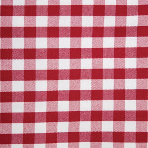 Toalha quadrada xadrez vermelha em poliéster 890 x 890mm - Mitre Essentials - Fourniresto
