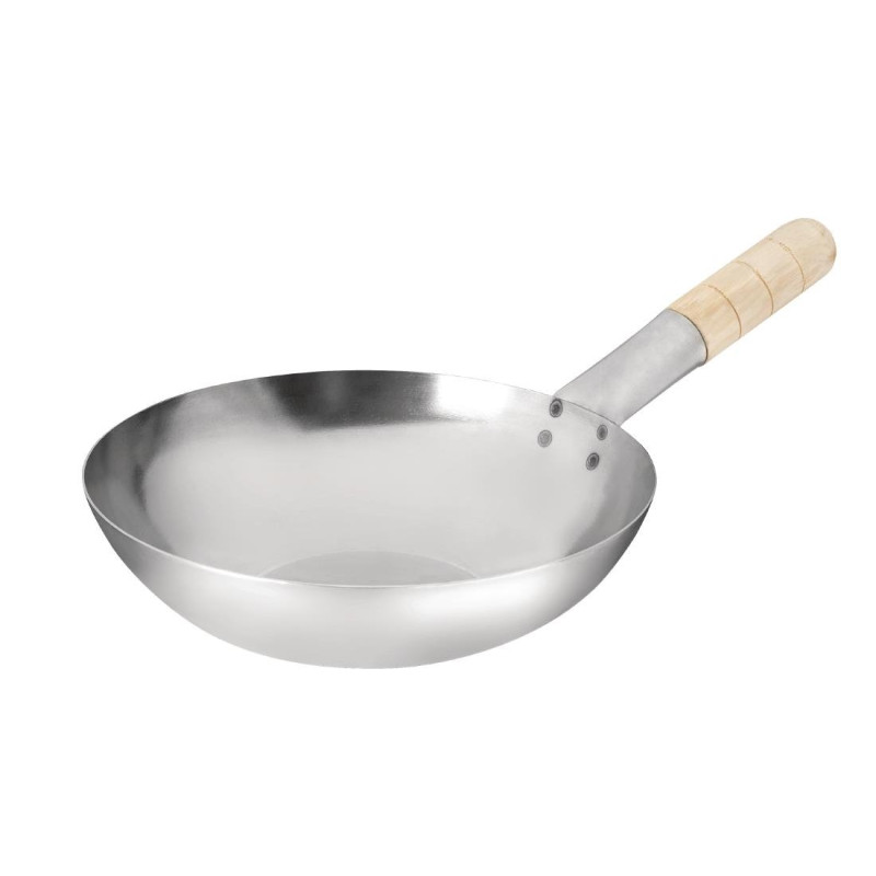 Wok Fundo Plano em Aço Macio - 25,4 cm - Vogue - Fourniresto Wok Fundo Plano em Aço Macio - 25,4 cm - Vogue - Fourniresto